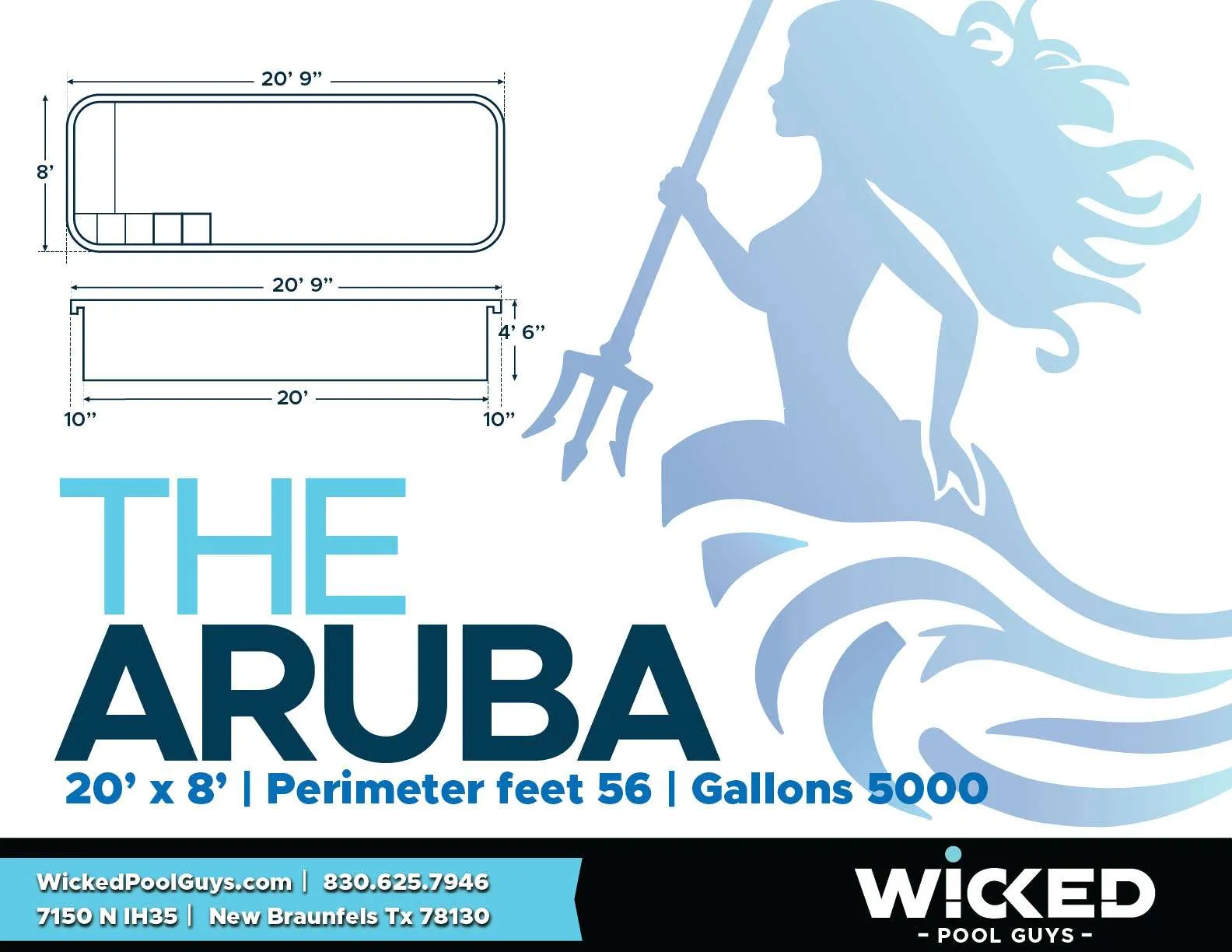 The Aruba fiberglass pool shell