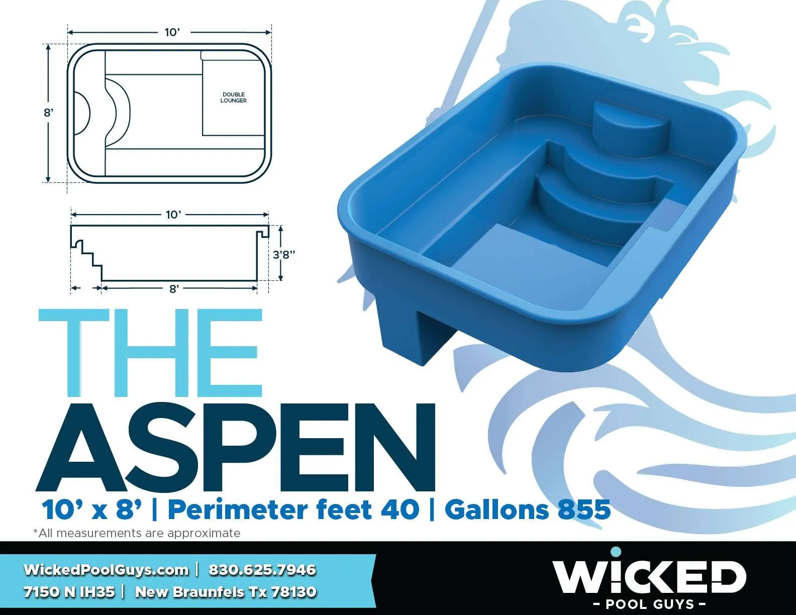 The Aspen fiberglass pool shell