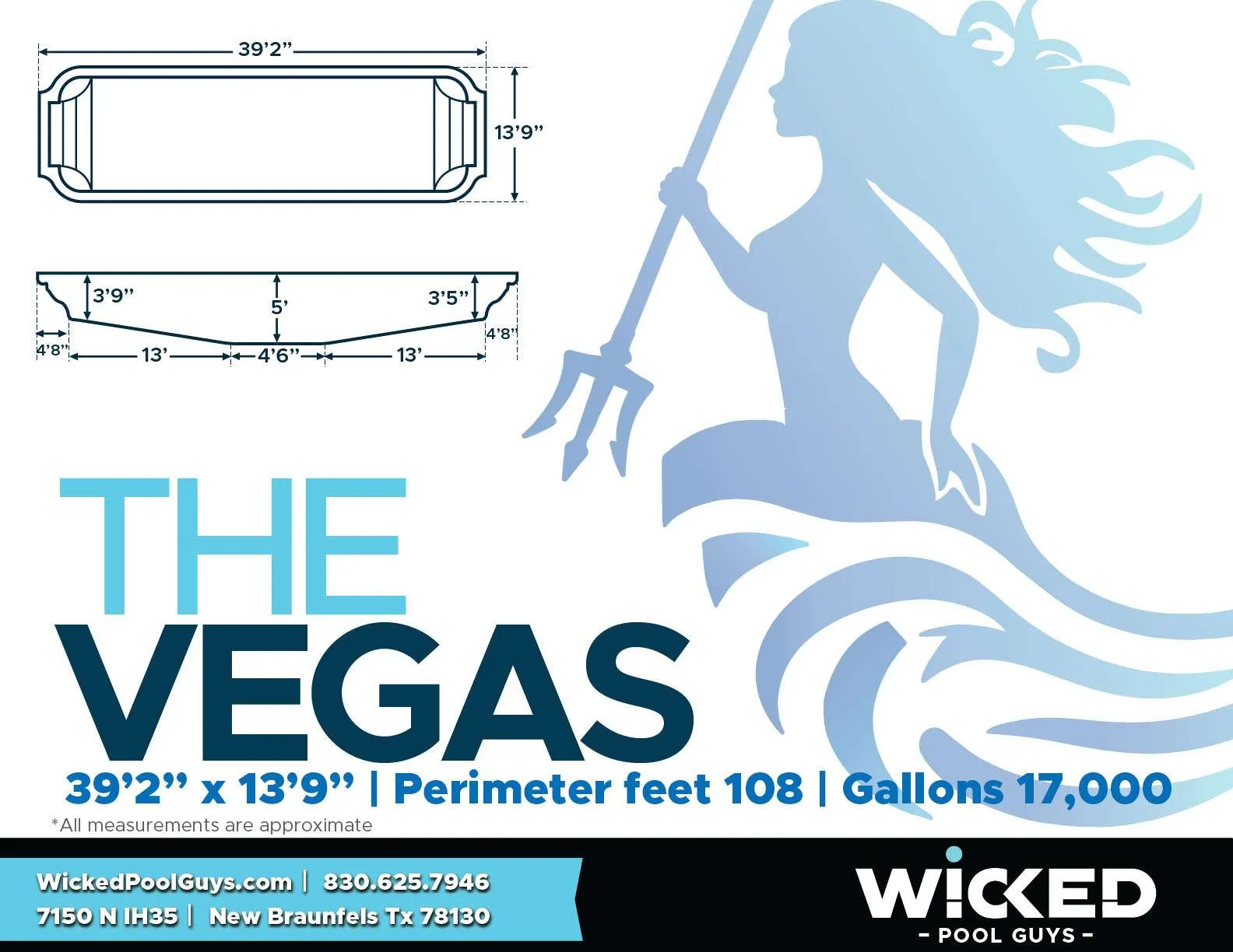 The Vegas fiberglass pool shell